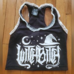 Too Fast Black and White Witchy Tank